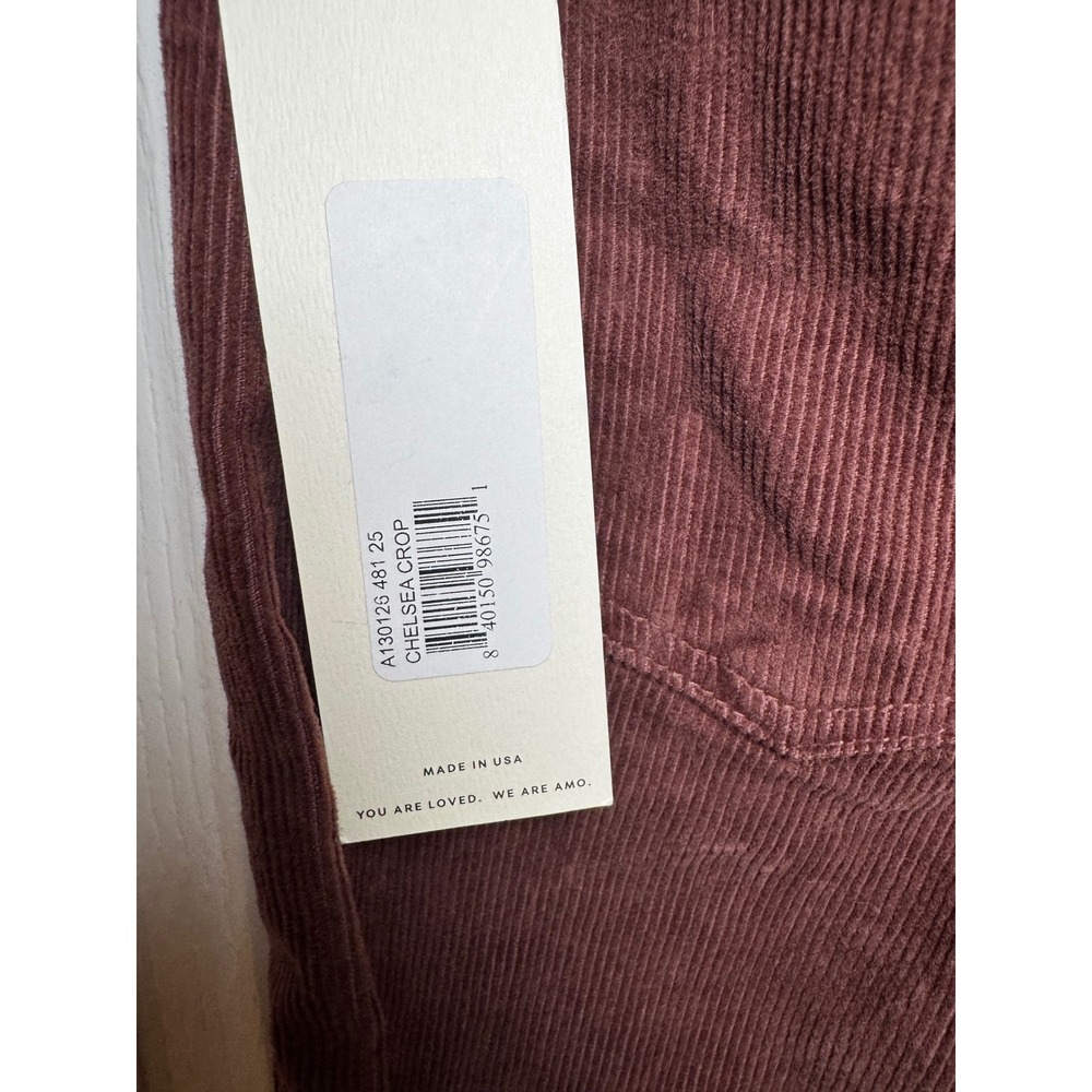 AMO Chelsea Crop Corduroy Pants Burgundy Slim Fit High Rise Size 25 NWT - Picture 8 of 8